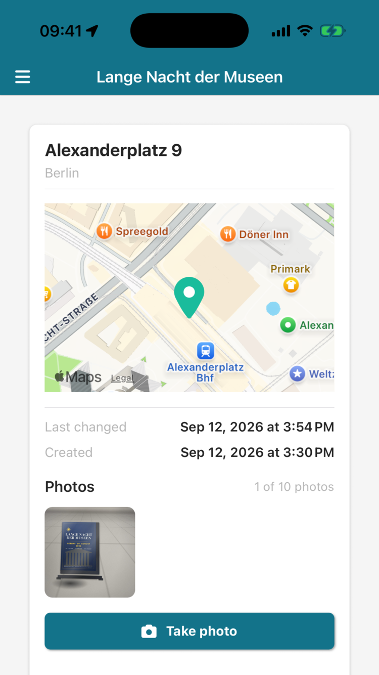 Poster details in the app with photos